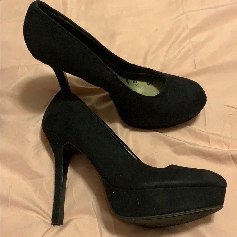 Black suede pumps (size 12)